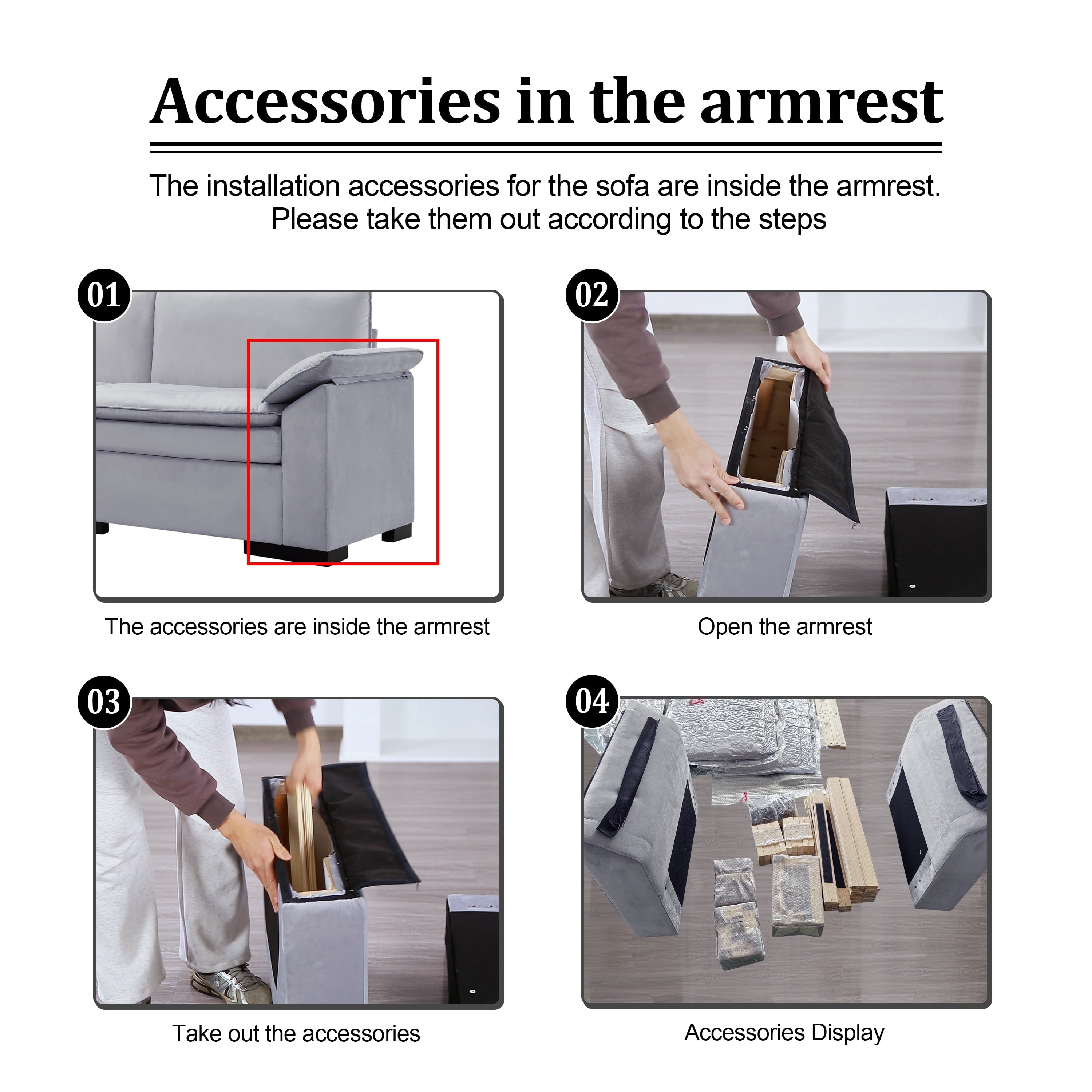 Gewnee 117.7" L - Shaped Velvet Modular Ultra Deep Seat Sectional Sofa, Super Comfy 3 -Seater with 1 Ottomans for Living Room