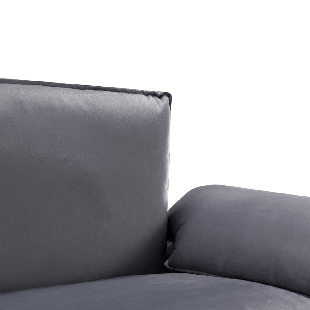 Gewnee 117.7" L - Shaped Velvet Modular Ultra Deep Seat Sectional Sofa, Super Comfy 3 -Seater with 1 Ottomans for Living Room