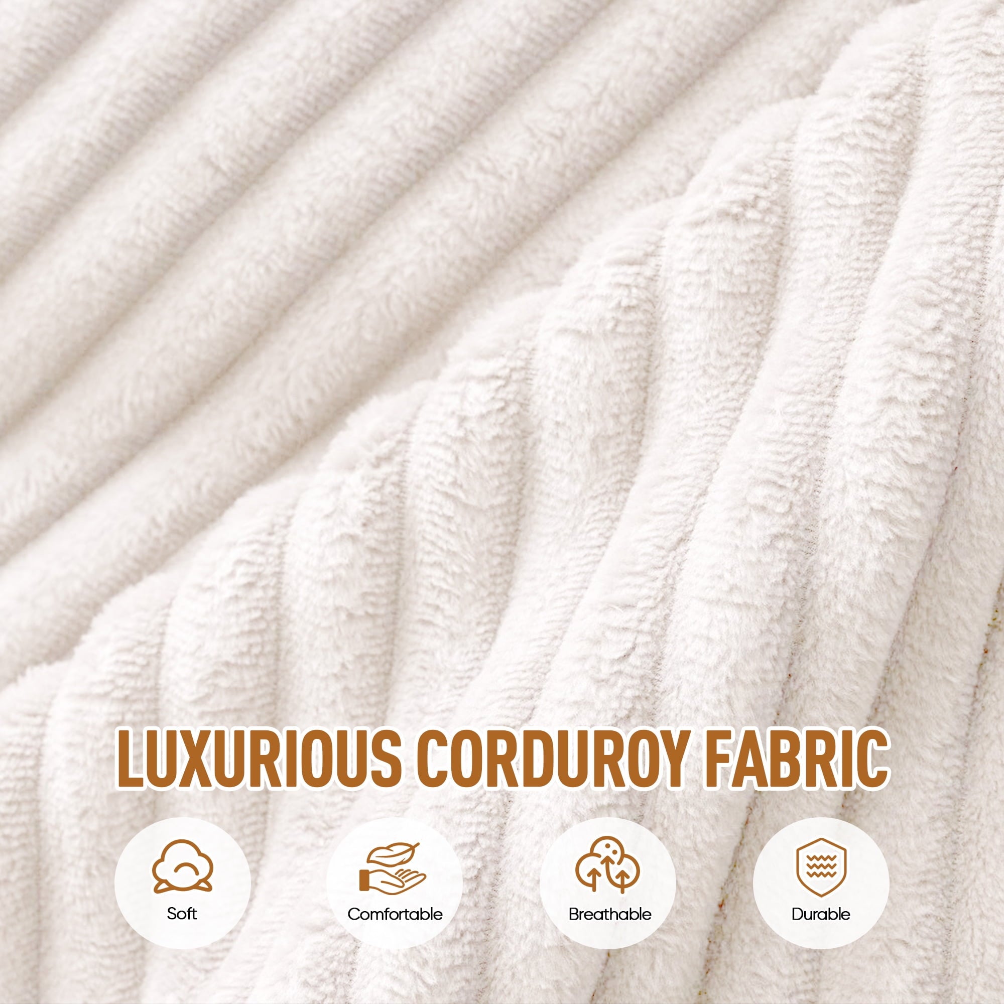 Muumblus Oversized Living Room Chair with Bluetooth Speaker, Ottoman, Rotating Table Board & USB, Cozy Indoor Lounge Reading Armchair, White Corduroy