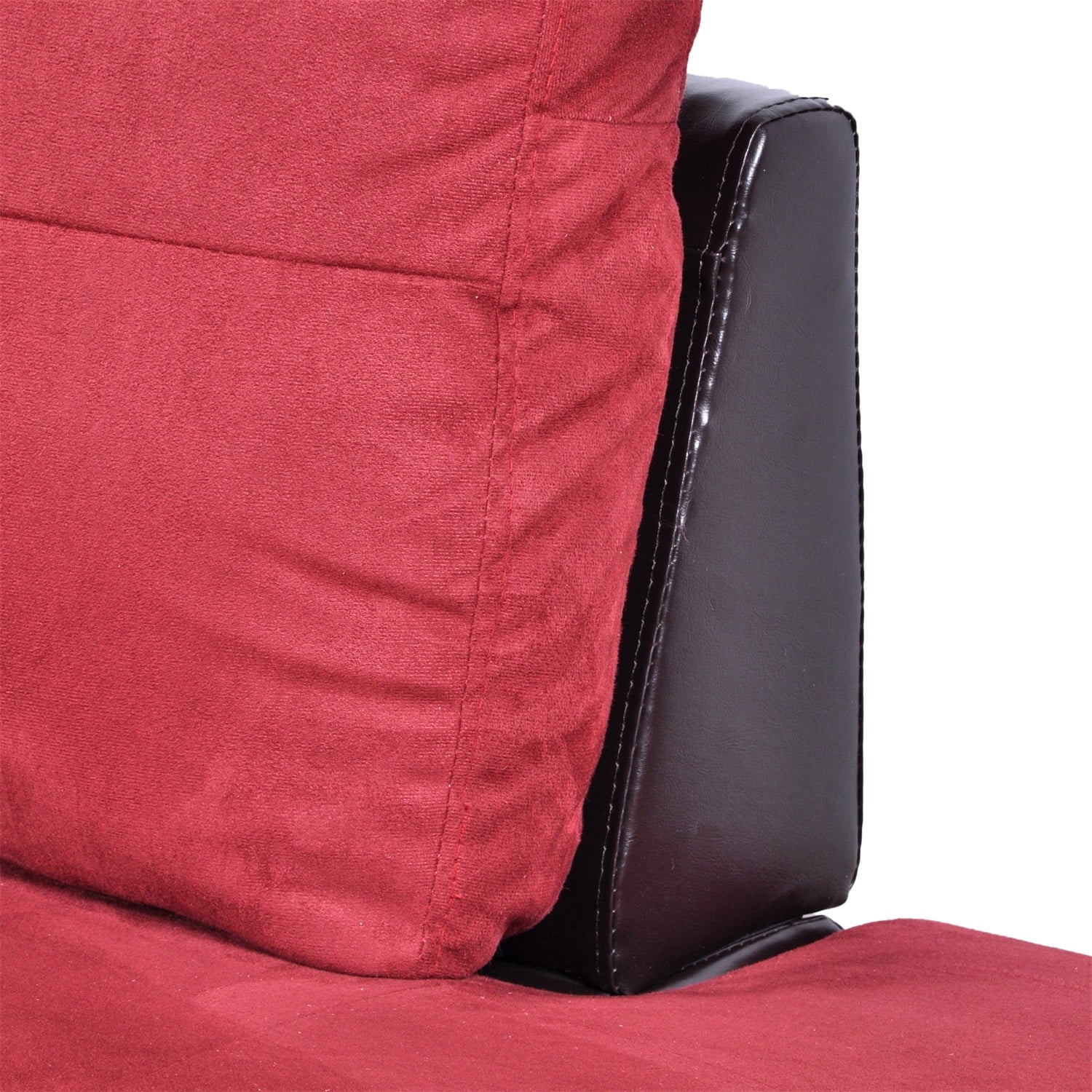 Hommoo Flannel and PVC Living Room Furniture Sets, L Shaped Couches and Sofas, Modern Sectional Sofa for Home & Office, Red(No Ottomans)