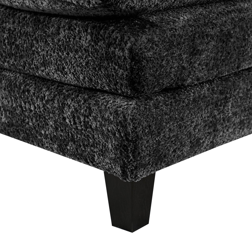 JONPONY 109.45"U Shaped Couch, 4 Seat Sectional with 4 Throw Pillows, Convertible Upholstery Symmetrical Sofá,High Dense Memory Foam with Double Chaise Lounge &Memory Foam for Living Room, Black Grey