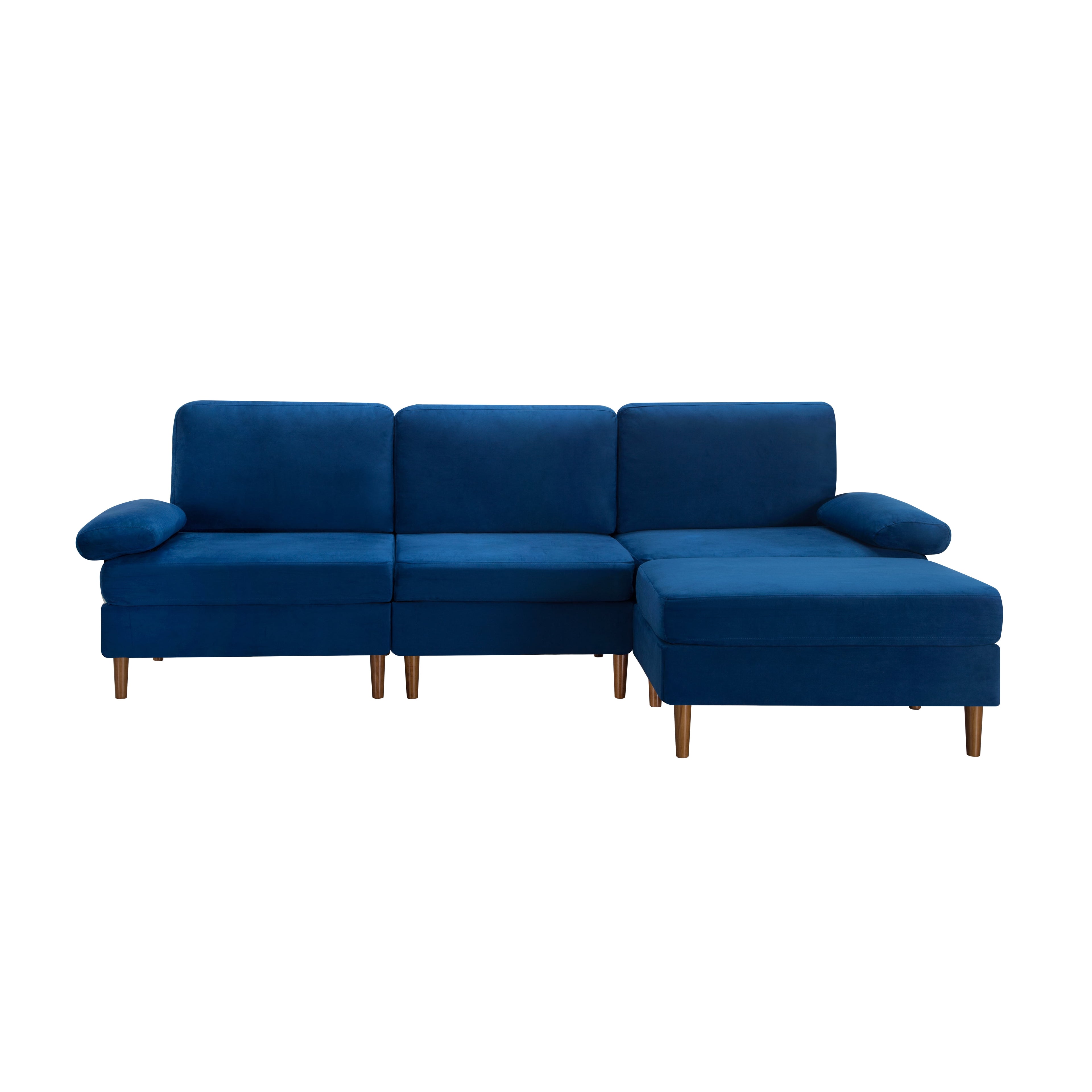 Gewnee Modern Sectional Sofa,L-shaped sofa with Movable Ottoman,Velvet Deep-Set sofa,Suitable for Living Rooms and Apartments(Navy Blue)