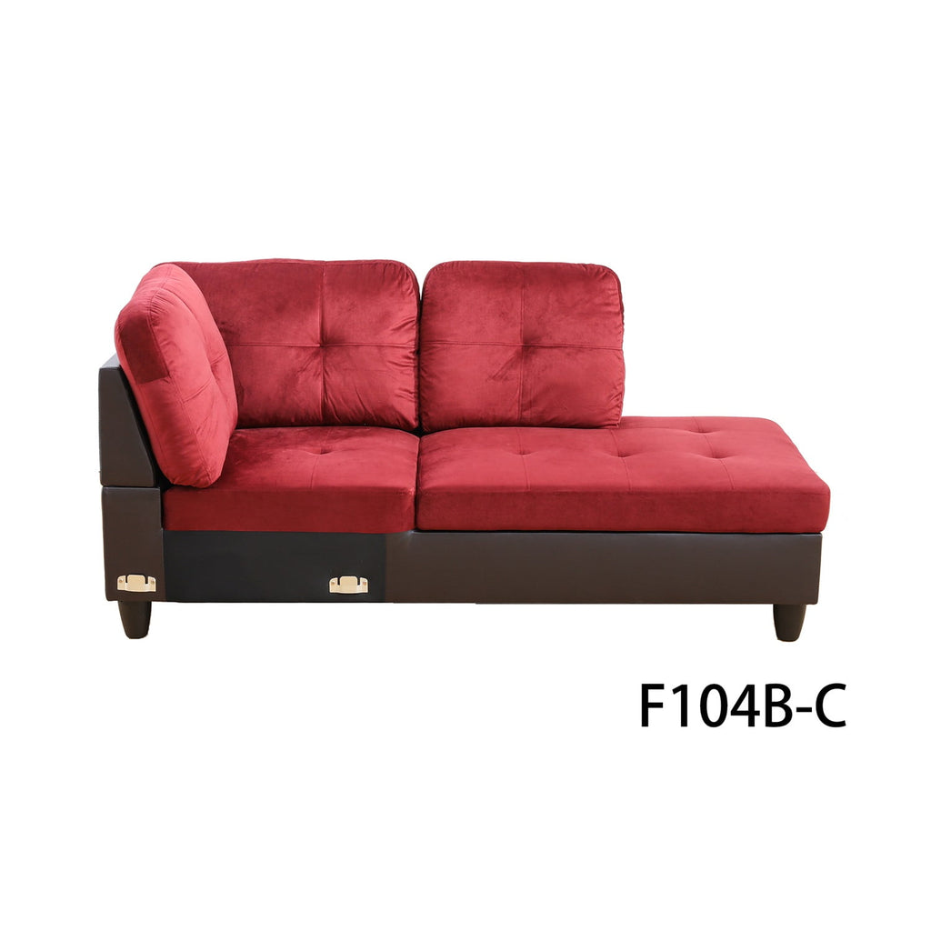 Hommoo Flannel and PVC Living Room Furniture Sets, L Shaped Couches and Sofas, Modern Sectional Sofa for Home & Office, Red(No Ottomans)