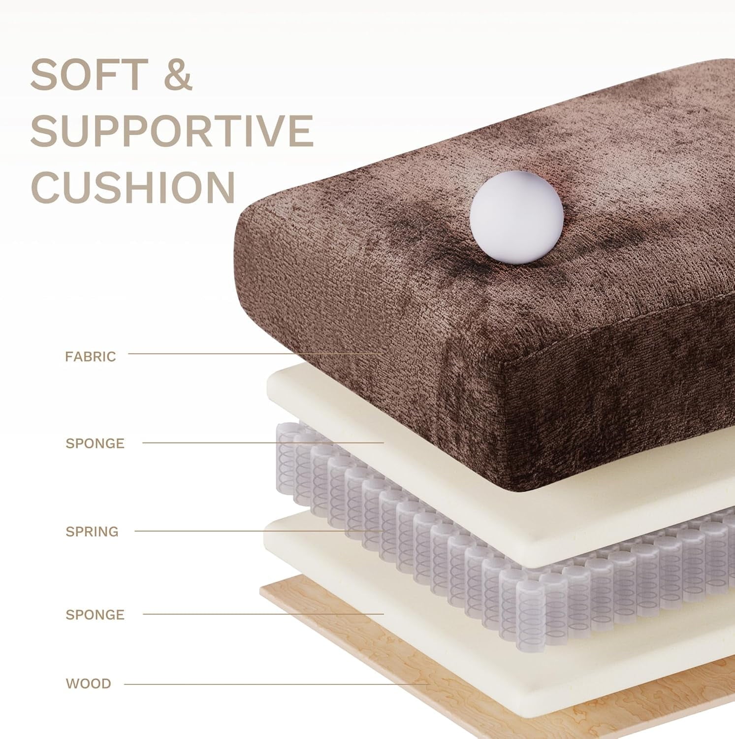 COLAMY 118" U Shaped Sectional Couches,4 Seat Modular Sofa with 2 Ottoman and Foldable Side Table for Living Room,Brown