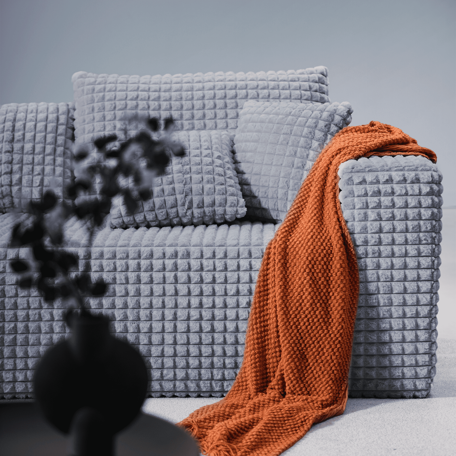 101" No-Assembly Diamond Sofa for living Room, 4 Seater Couch with 30-inch Deep Seat, Soft Fleece Design with 2-Layer Sponge - Ready to Use Out of the Box