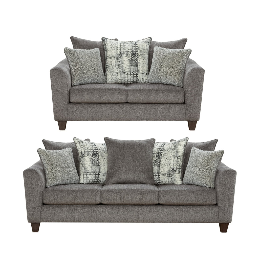 Roundhill Furniture Contemporary Polyester Sofa Living Room Set, Tori Slate