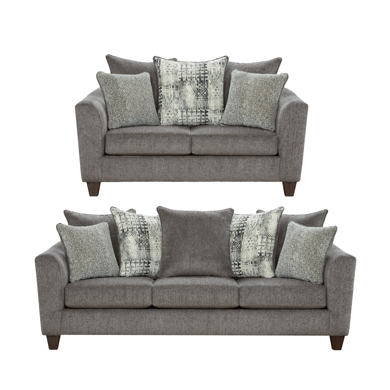 Roundhill Furniture Contemporary Polyester Sofa Living Room Set, Tori Slate