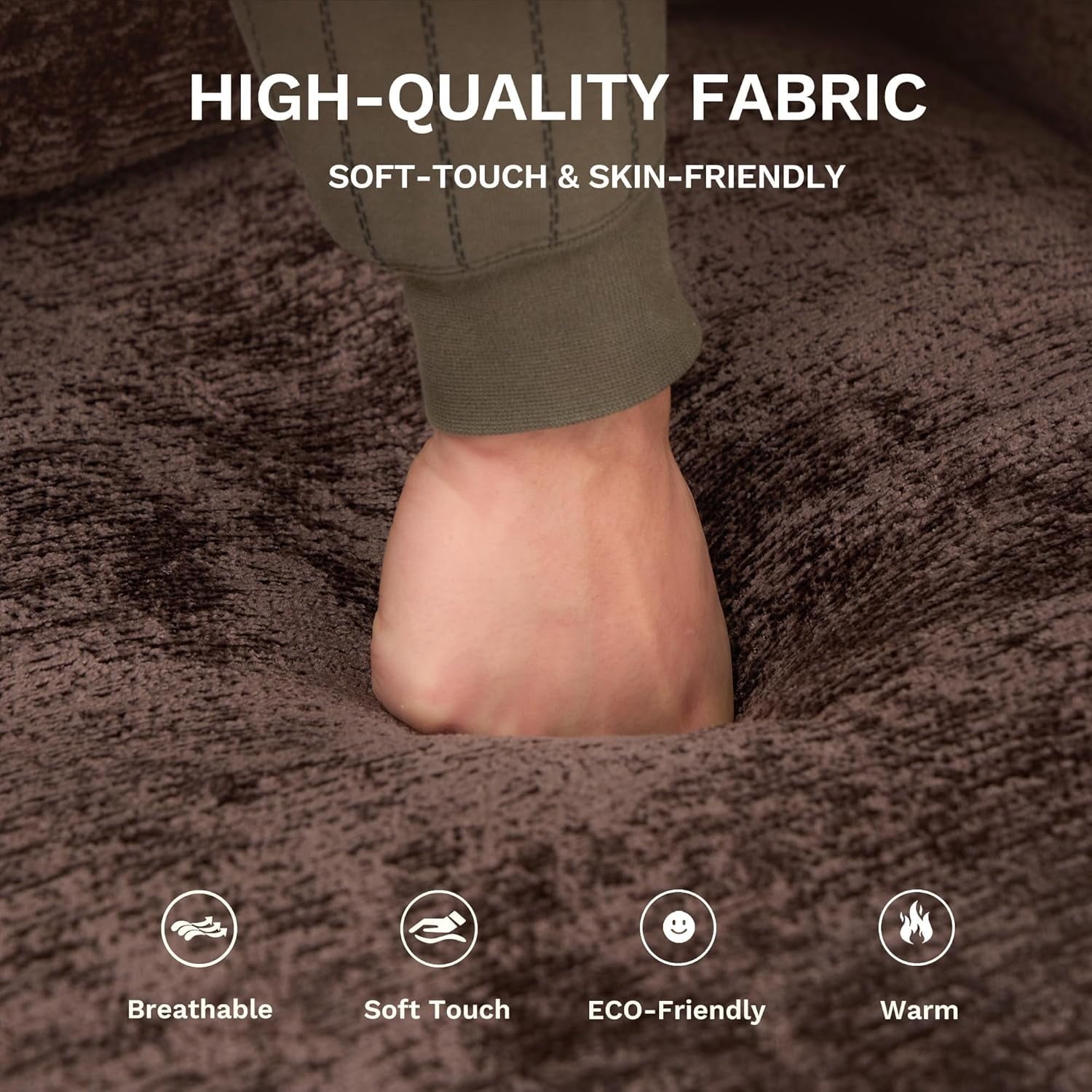 COLAMY 118" U Shaped Sectional Couches,4 Seat Modular Sofa with 2 Ottoman and Foldable Side Table for Living Room,Brown