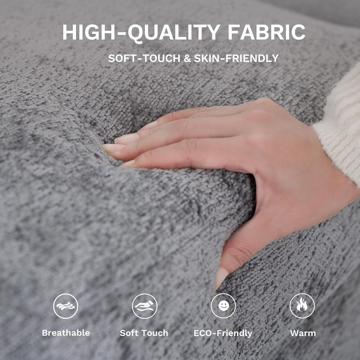 COLAMY 118" U Shaped Sectional Couches,4 Seat Modular Sofa with 2 Ottoman and Foldable Side Table for Living Room, Grey