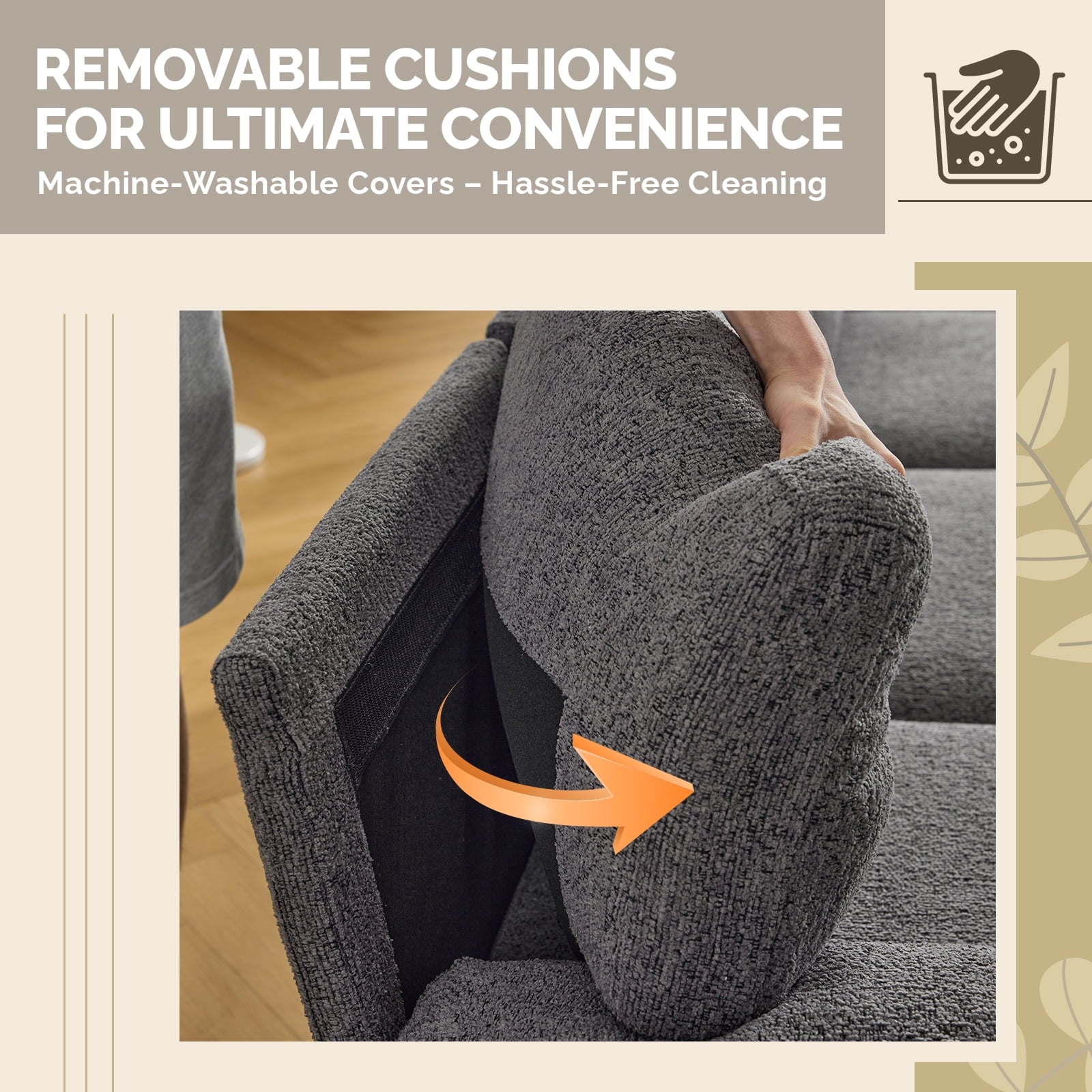 Ktaxon Sectional Sofa Set, U-Shaped Blended Chenille Couch, 4 Seat Lounge Sleeper with Chaise for Living Room Home Furniture Dark Gray