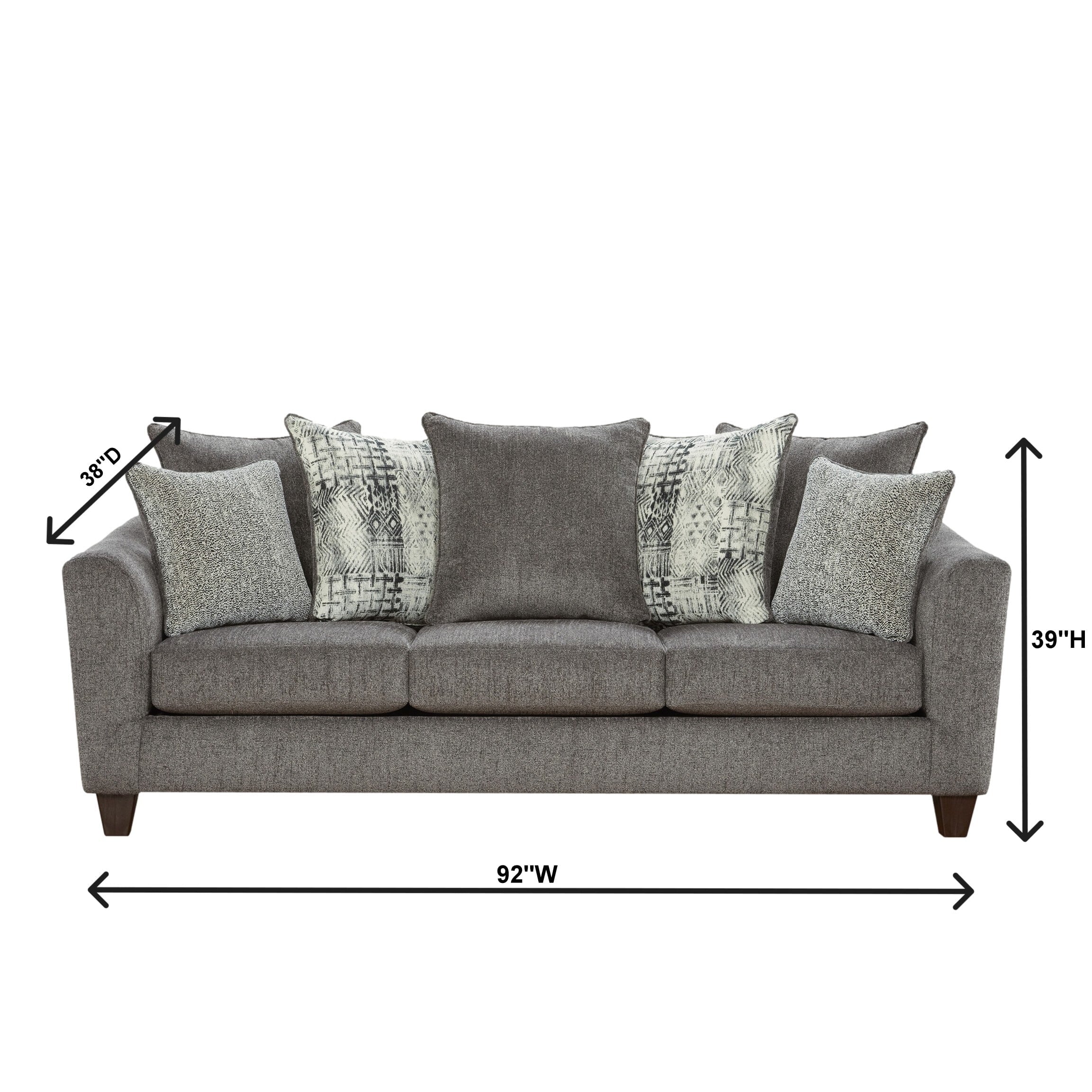 Roundhill Furniture Contemporary Polyester Sofa Living Room Set, Tori Slate