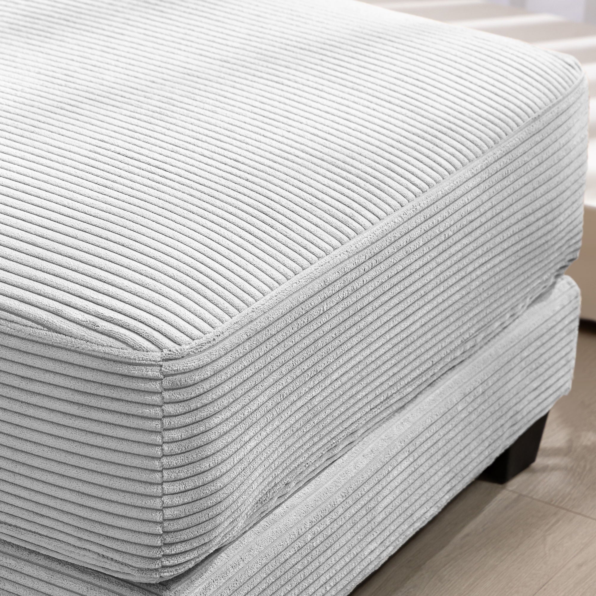 JUSTLET Corduroy Ottoman for Sectional Sofa, Gray