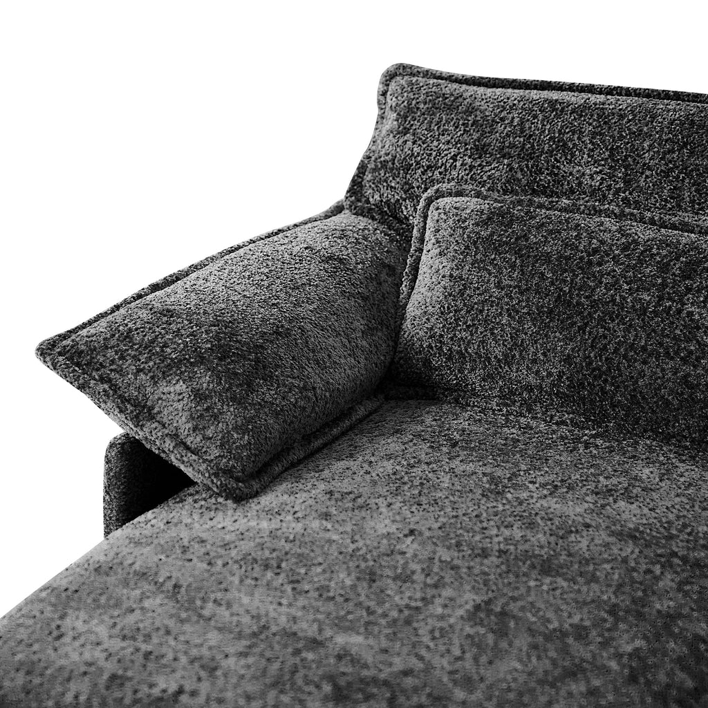 JONPONY 109.45"U Shaped Couch, 4 Seat Sectional with 4 Throw Pillows, Convertible Upholstery Symmetrical Sofá,High Dense Memory Foam with Double Chaise Lounge &Memory Foam for Living Room, Black Grey