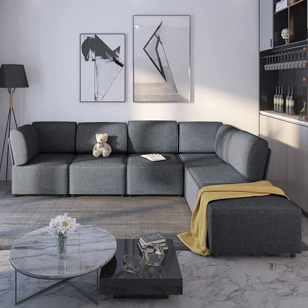 Mjkone Sectional Couch/Futon Sofa Bed, Variable Modular Oversized Couch, U/L Shaped Couch and Queen Sleeper Sofa, Convertible Sofa Set for Living Room, Furniture for Living Room