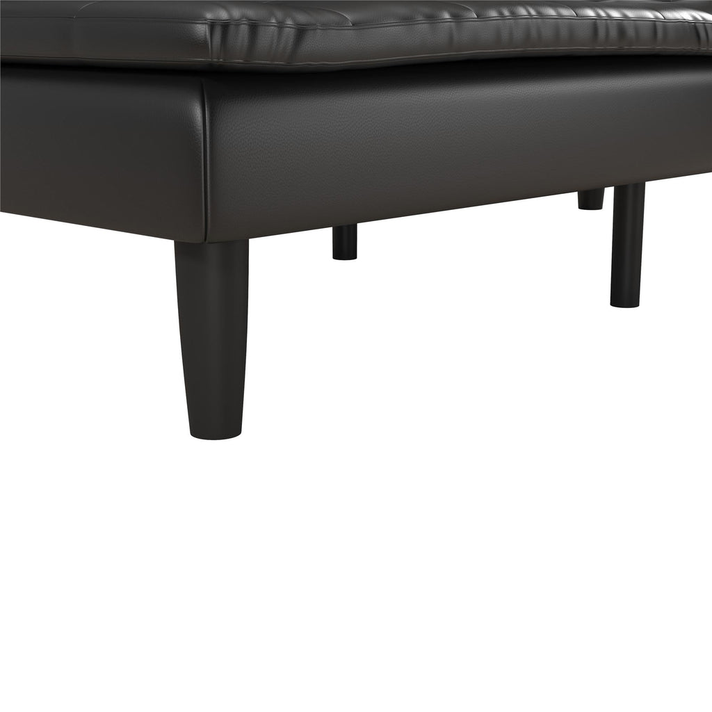 Mainstays Memory Foam 71.5" Futon with Cupholder and USB, Black Faux Leather