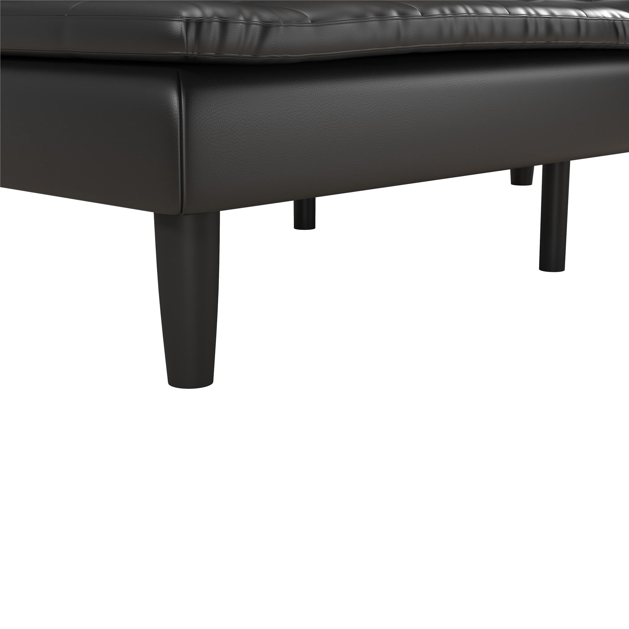 Mainstays Memory Foam 71.5" Futon with Cupholder and USB, Black Faux Leather
