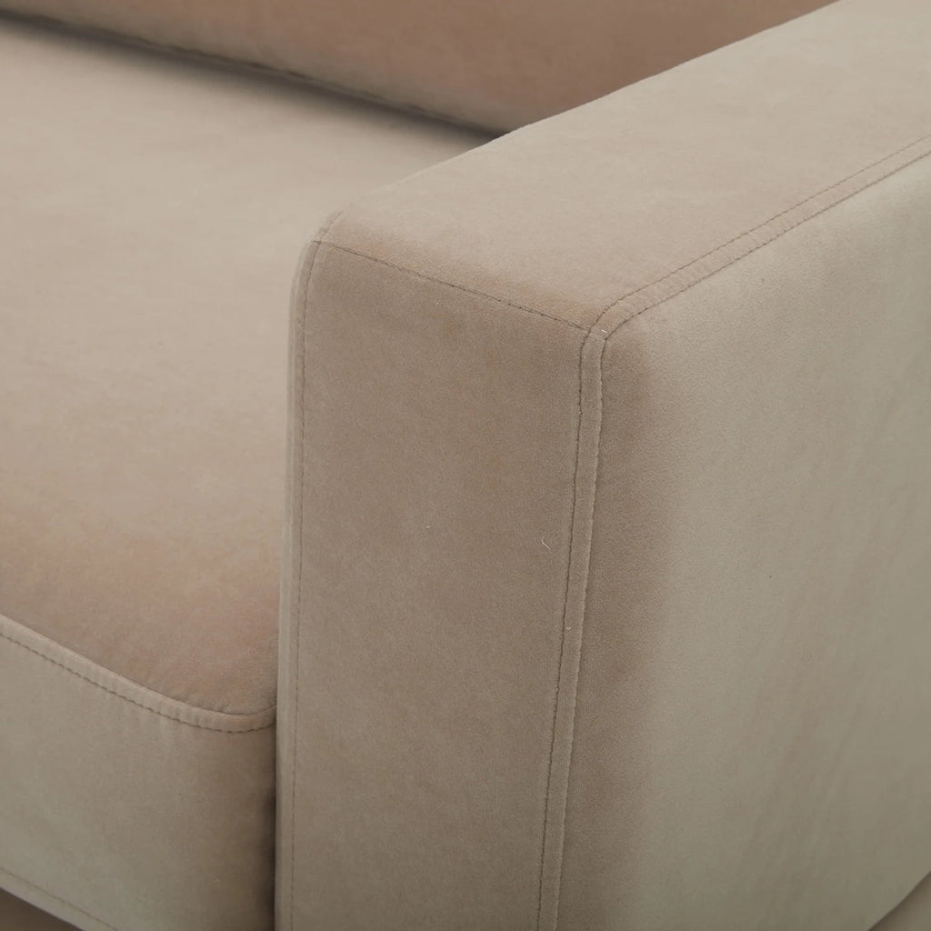 Better Homes & Gardens Springwood Wood Frame 83.46" Couch, Beige Velvet