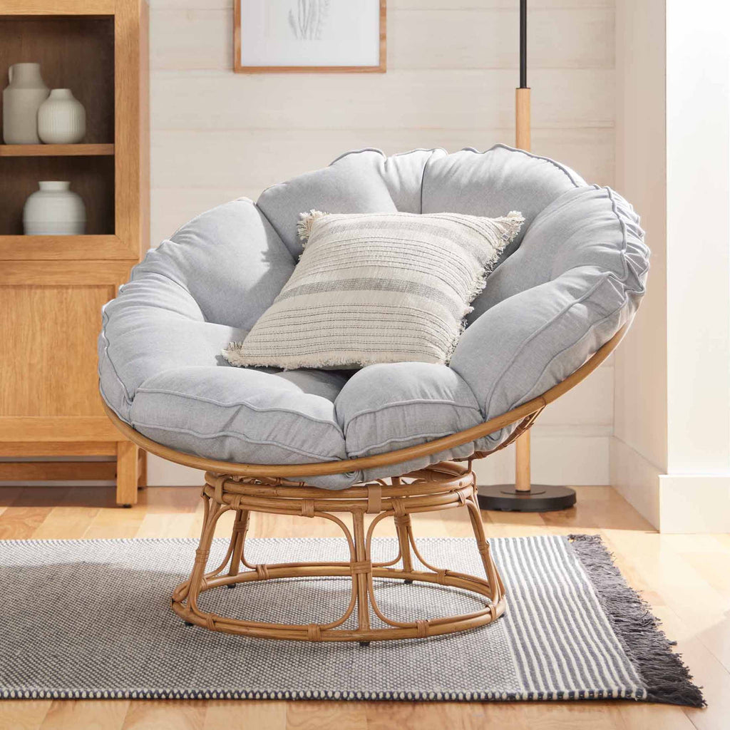 Better Homes & Gardens Papasan Accent Chair, Gray Linen