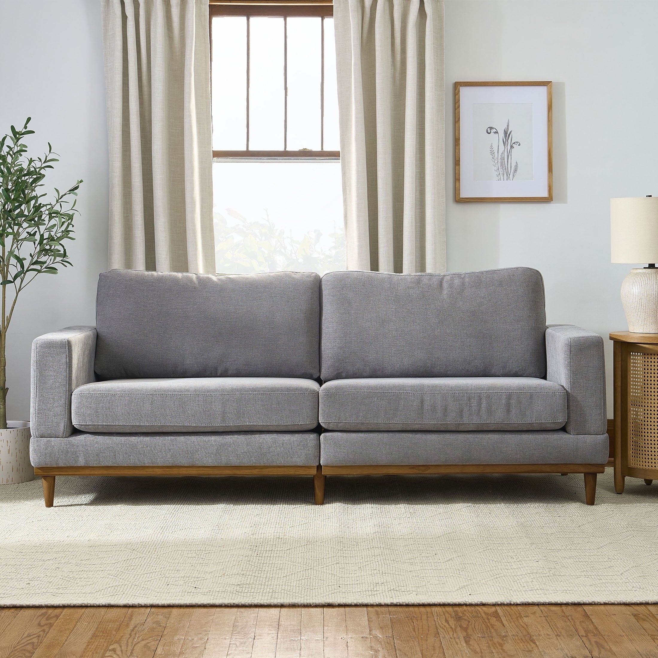 Better Homes & Gardens Springwood Wood Frame 83.46" Couch, Beige Velvet