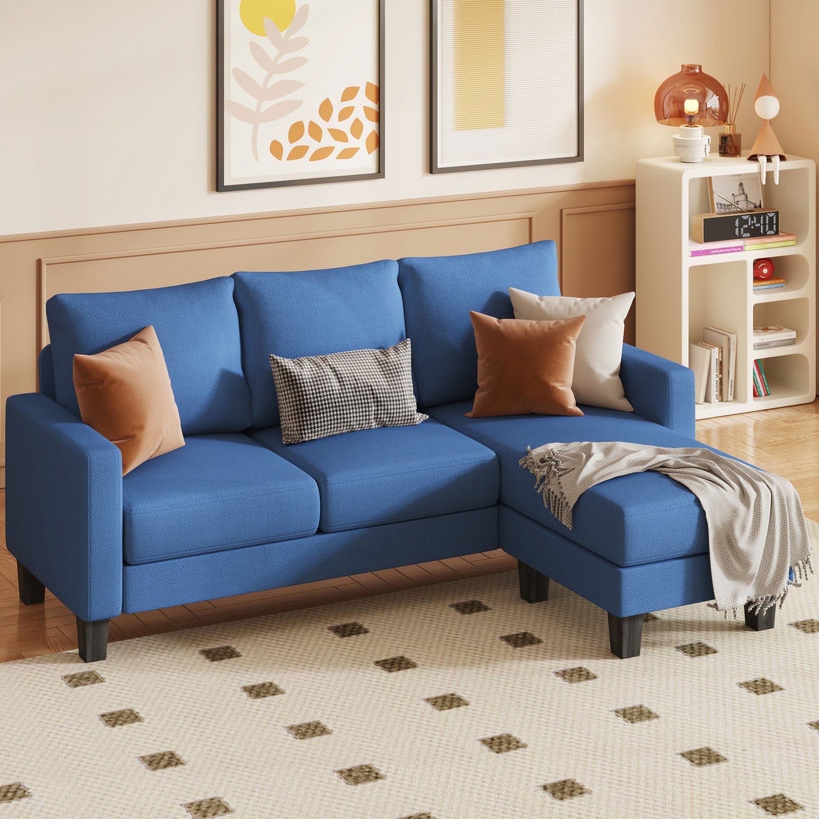 Homall Convertible Sectional Sofa Couch, Modern Linen Fabric L-Shaped Couch 3-Seat Sofa Sectional with Reversible Chaise for Small Living Room, Apartment and Small Space, Light Gray