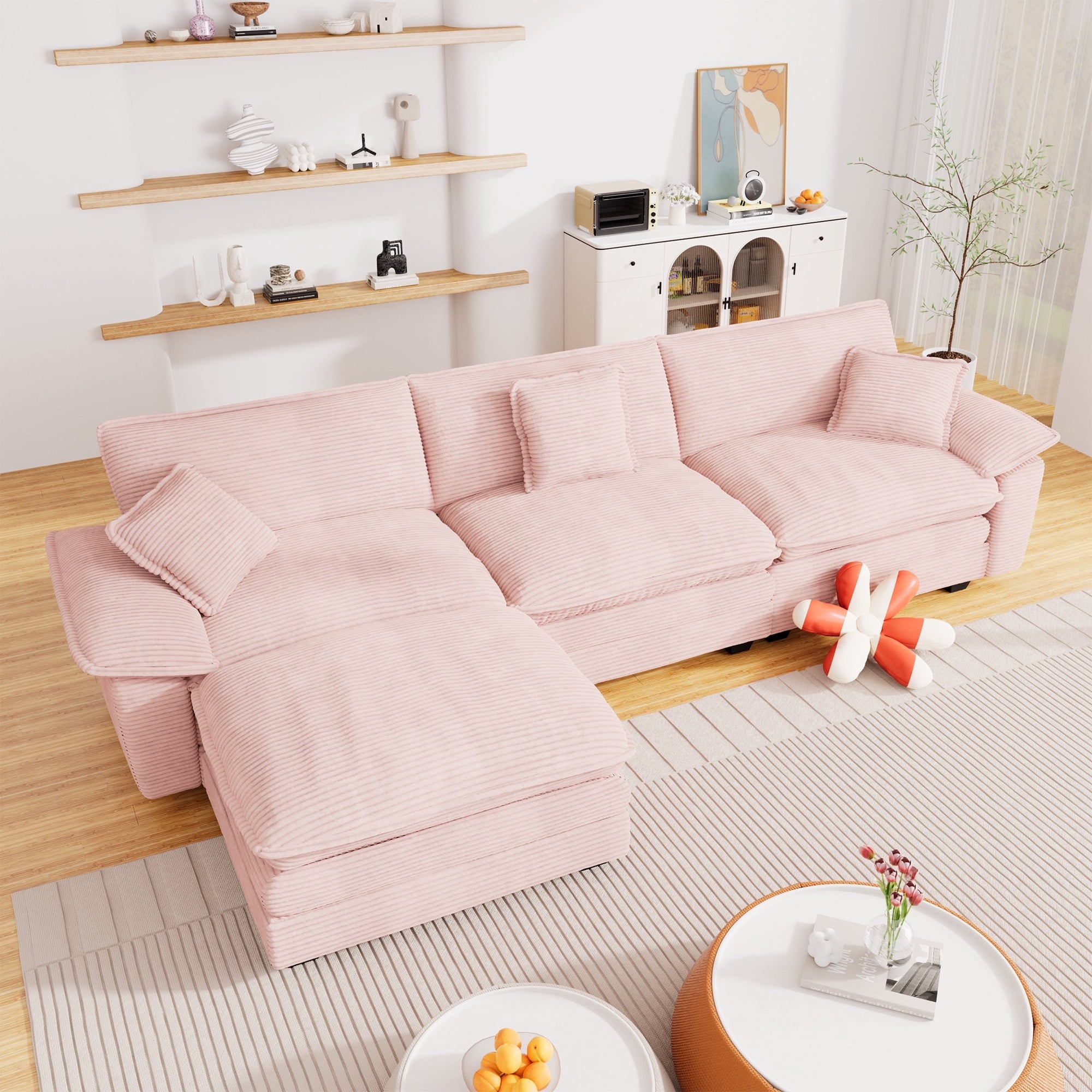 Muumblus 80.5" Corduroy Loveseat Sofa, Oversized Upholstered 2-Seater Plush Cloud Couch for Living Room/Apt, Black