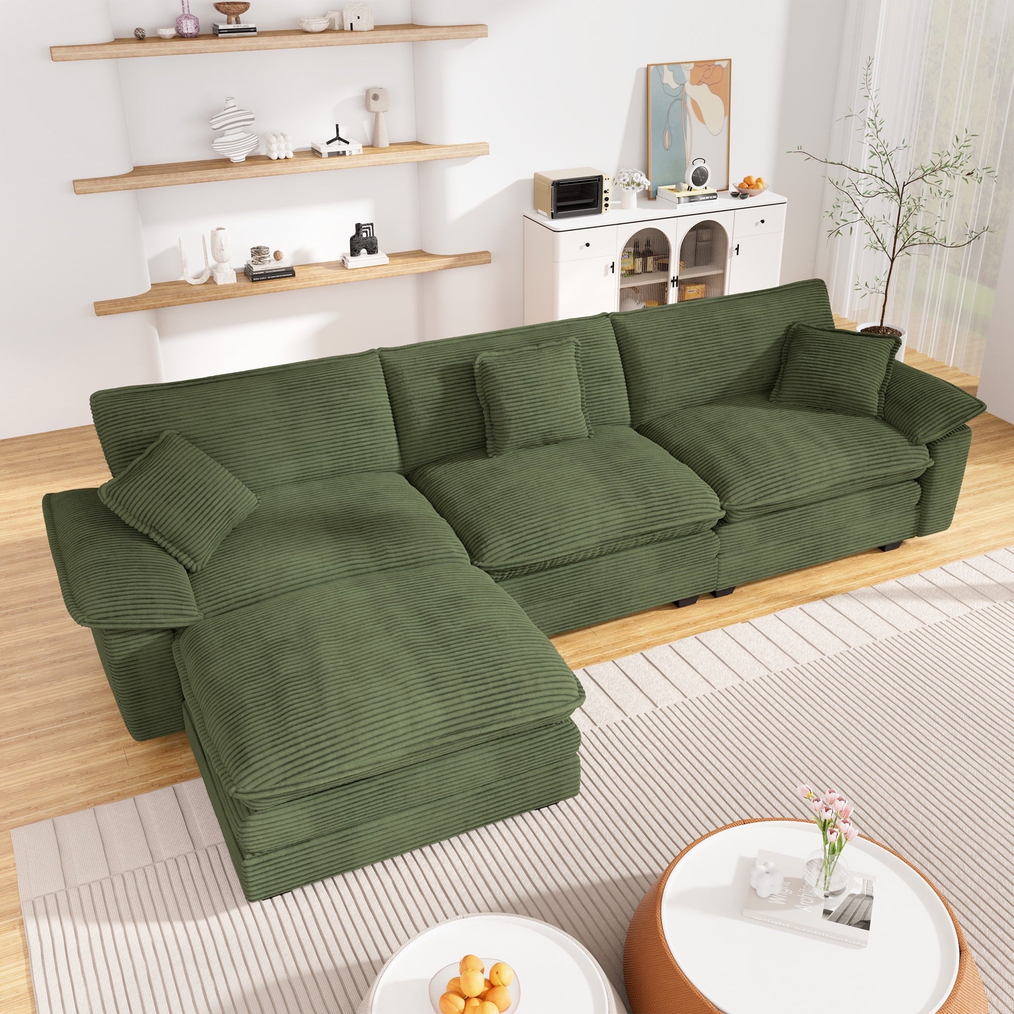 Muumblus 80.5" Corduroy Loveseat Sofa, Oversized Upholstered 2-Seater Plush Cloud Couch for Living Room/Apt, Black