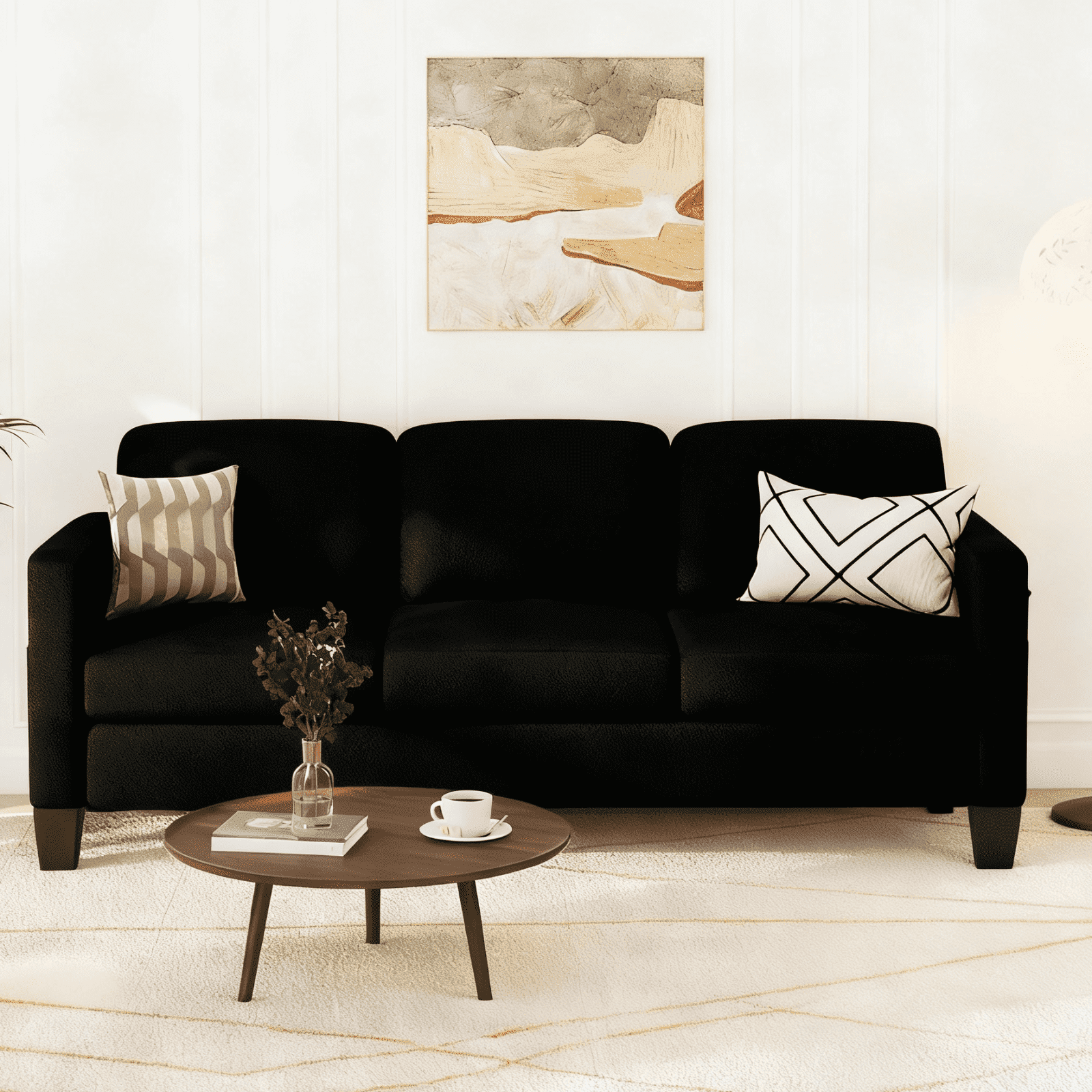 Pinmoco L-Shaped Sectional Sofa Couch for Living Room, 3 Seat Velvet Convertible Sofa with Movable Storage Ottoman and Side Pockets, Gray