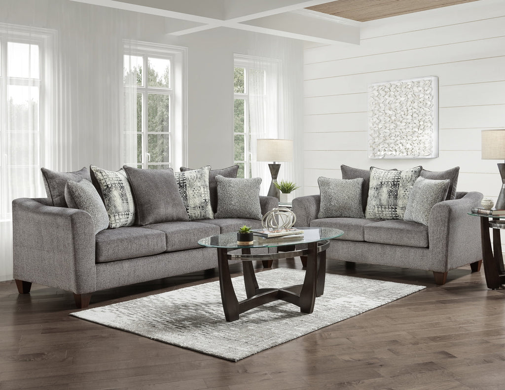Roundhill Furniture Contemporary Polyester Sofa Living Room Set, Tori Slate