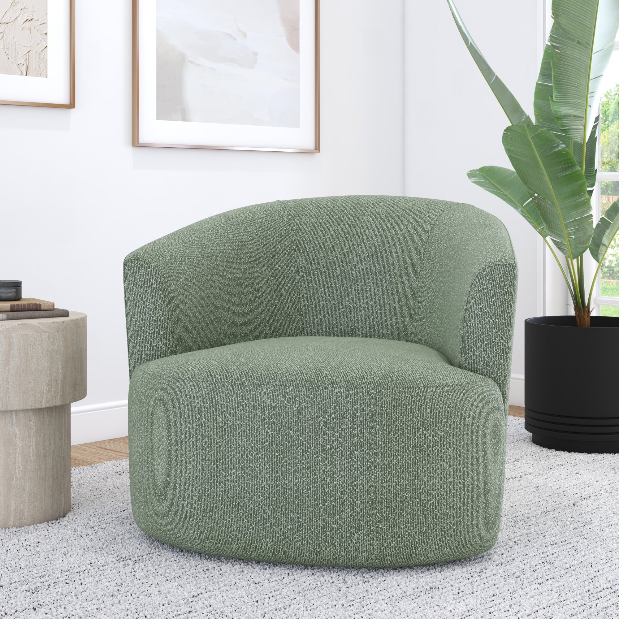 Mainstays Boucle Swivel Accent Chair, Olive