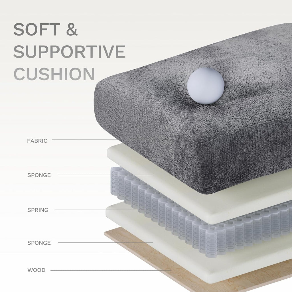 COLAMY 118" U Shaped Sectional Couches,4 Seat Modular Sofa with 2 Ottoman and Foldable Side Table for Living Room, Grey