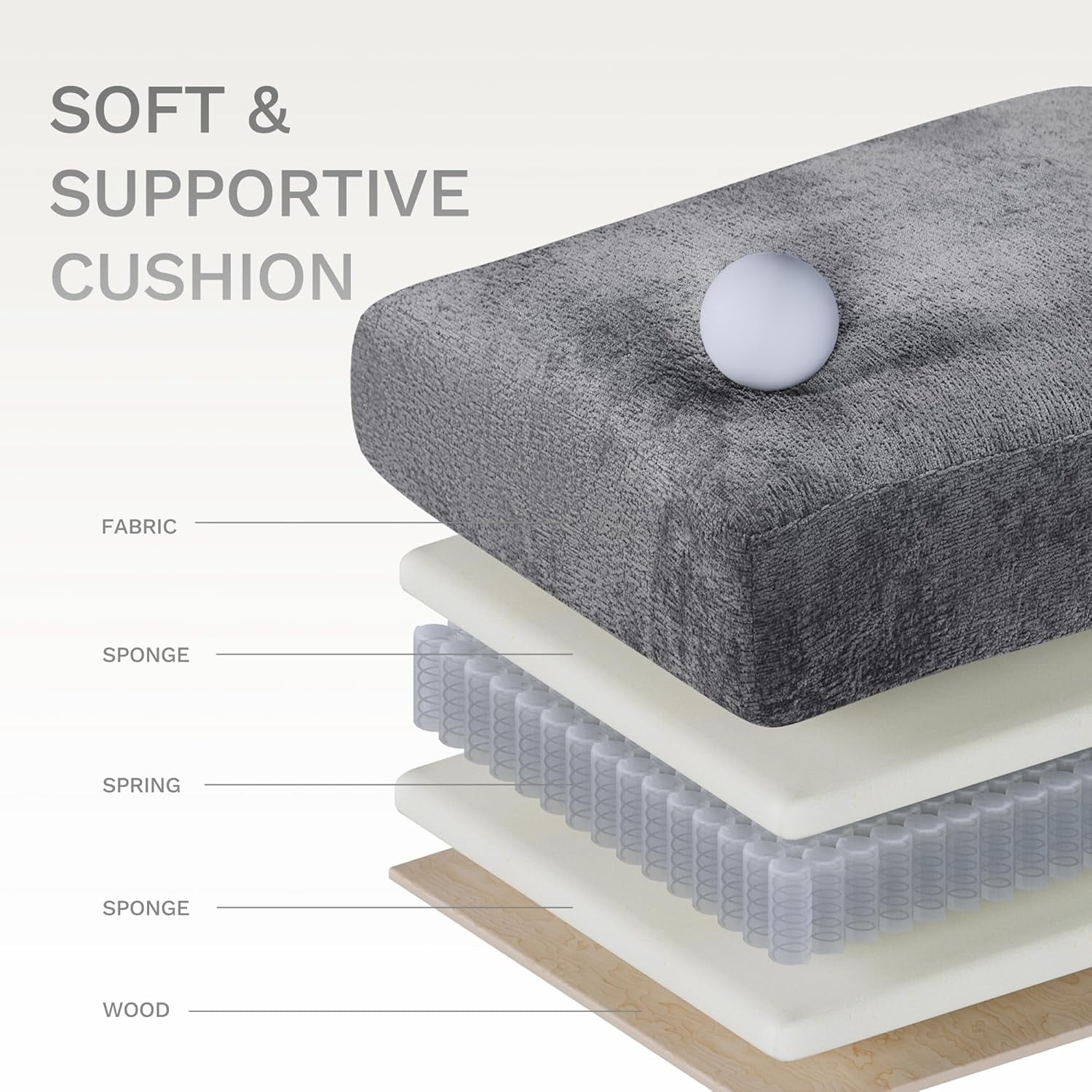 COLAMY 118" U Shaped Sectional Couches,4 Seat Modular Sofa with 2 Ottoman and Foldable Side Table for Living Room, Grey