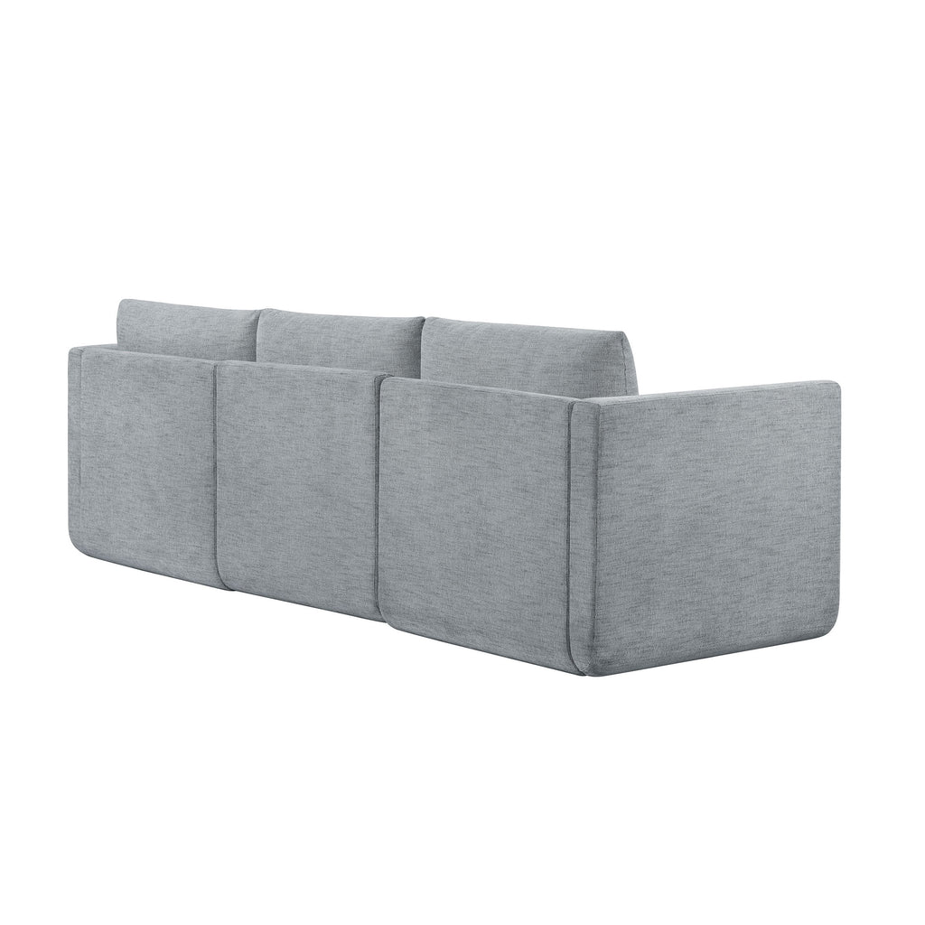 Beautiful Drew Modular Sectional Sofa with Ottoman by Drew Barrymore, Gray Fabric