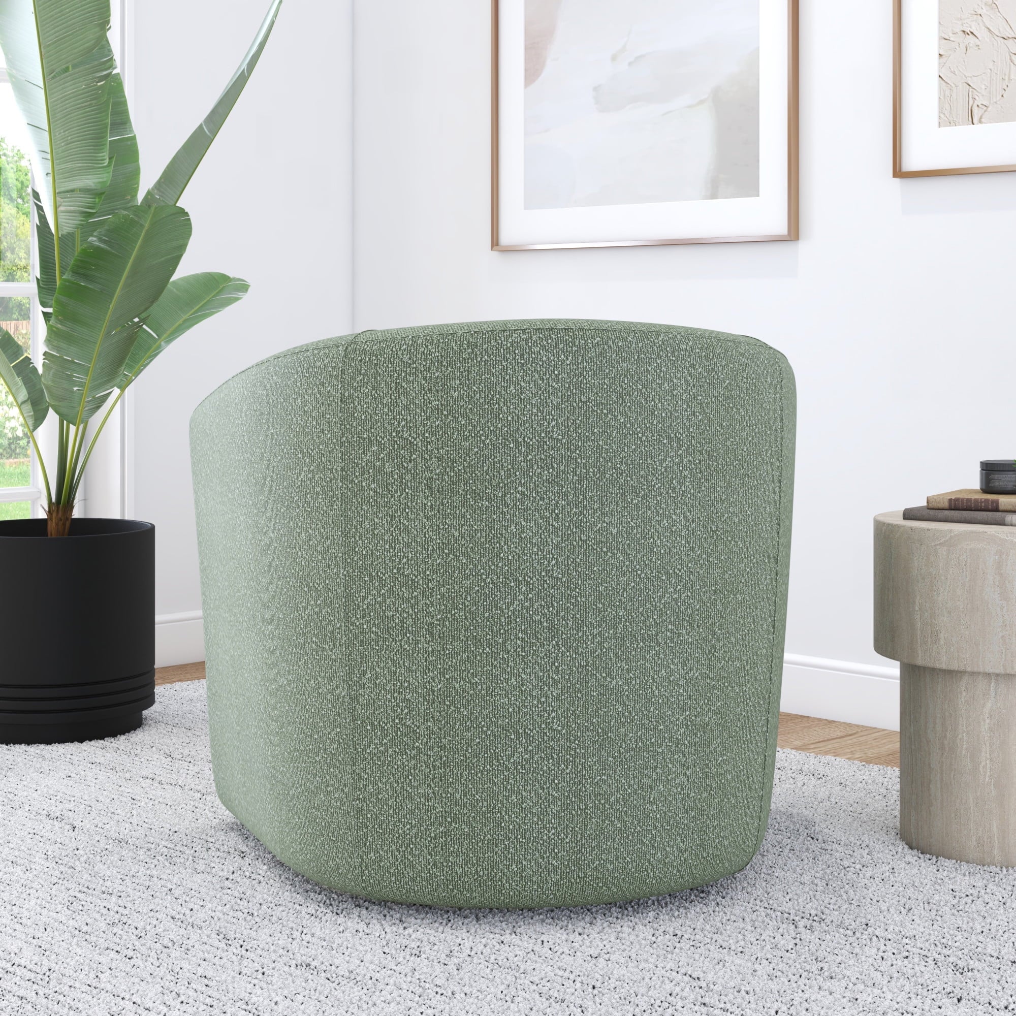 Mainstays Boucle Swivel Accent Chair, Olive