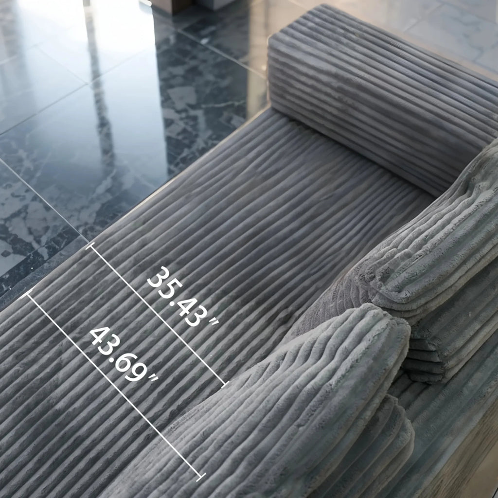 SOULART 135.5 Modular Customizable/L/U-Shape Sofa,Dark Grey Boneless Sectional Couch -  6-Seater Corduroy Couchfor Living Room Furniture