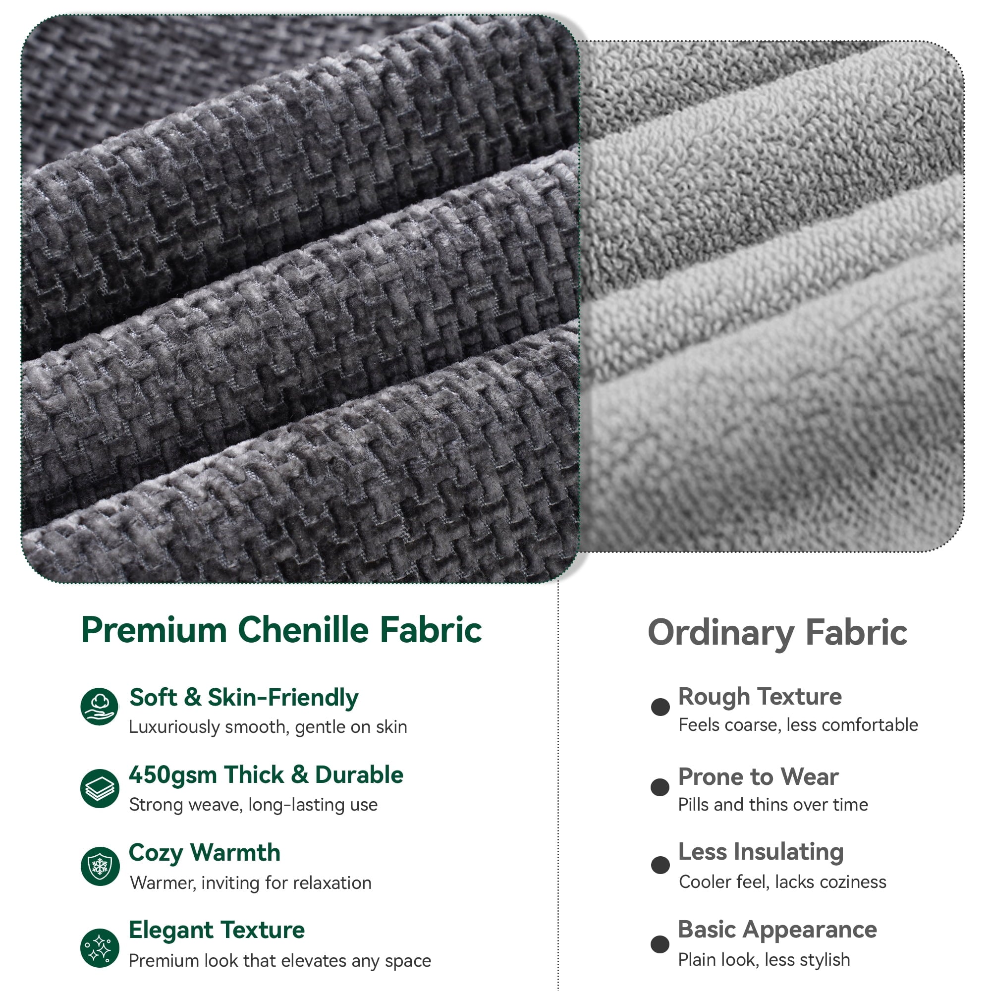 Behost 130" Oversized Modular Sectional Sofa for Living Room Furniture, Chenille Cloud Couch with Ottomans, Dark Gray