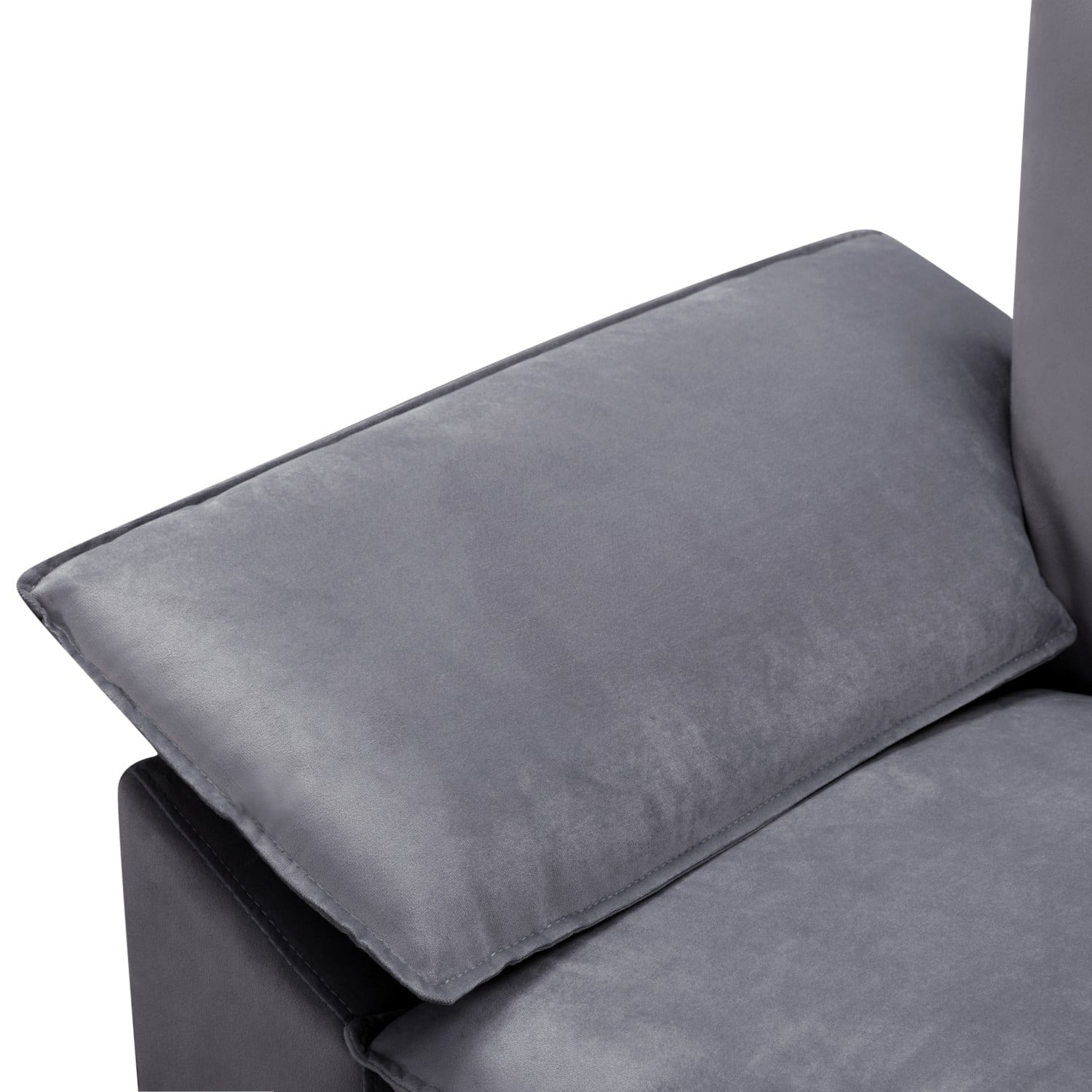 Gewnee 117.7" L - Shaped Velvet Modular Ultra Deep Seat Sectional Sofa, Super Comfy 3 -Seater with 1 Ottomans for Living Room