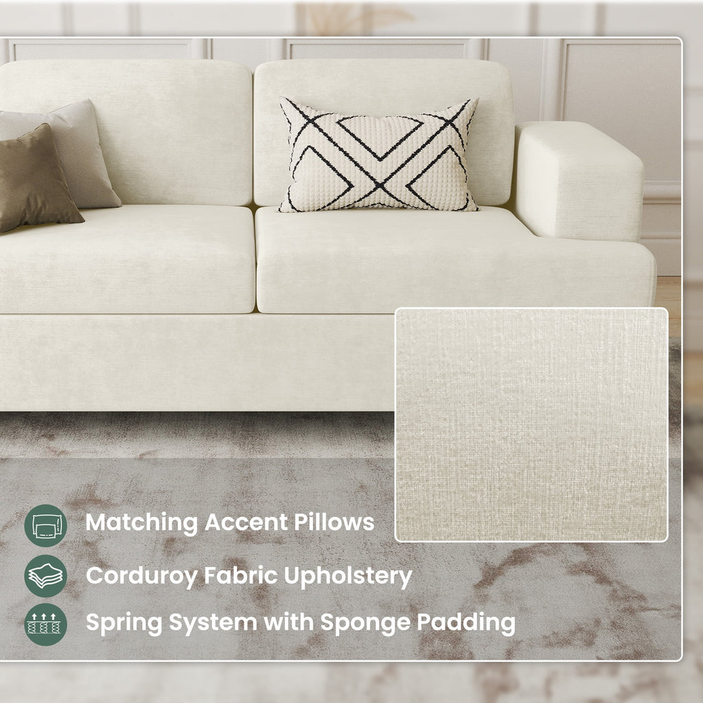 YOUDENOVA 63 Inch Sofa Couch, Modern 2-Seater Sofa for Living Room, Modern Sleeper Couches Deep Seat Sofa Lounge for Apartment, Beige Chenille