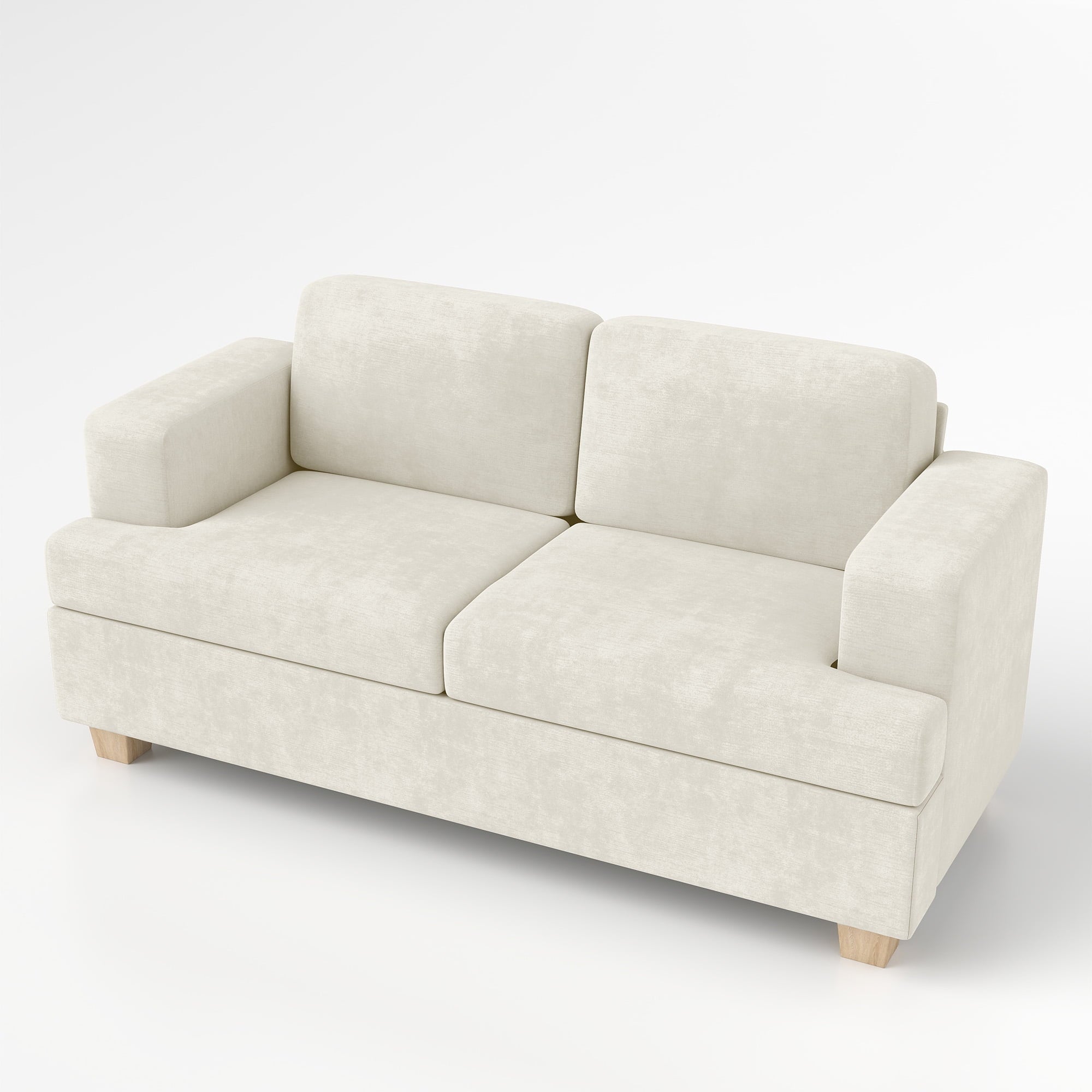 YOUDENOVA 63 Inch Sofa Couch, Modern 2-Seater Sofa for Living Room, Modern Sleeper Couches Deep Seat Sofa Lounge for Apartment, Beige Chenille