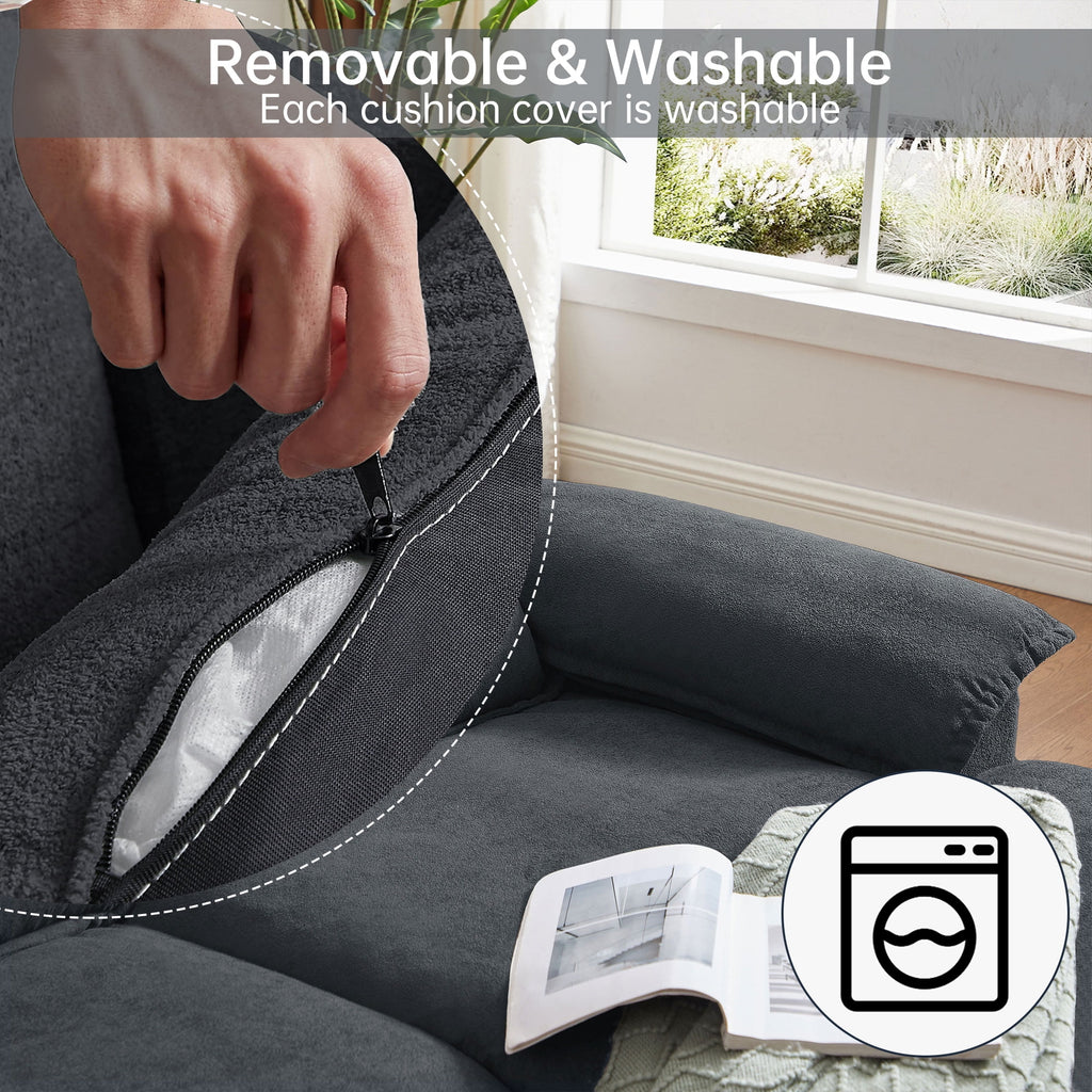 Pingliang Home 109.8" Oversized U Shaped Couch,4 Seat Sectional Sofa with 4 Lumbar Pillow,Upholstered Symmetrical Cloud Couch with Double Chaise,Wrap Around Sofa for Living Room Apartment Office,Gray