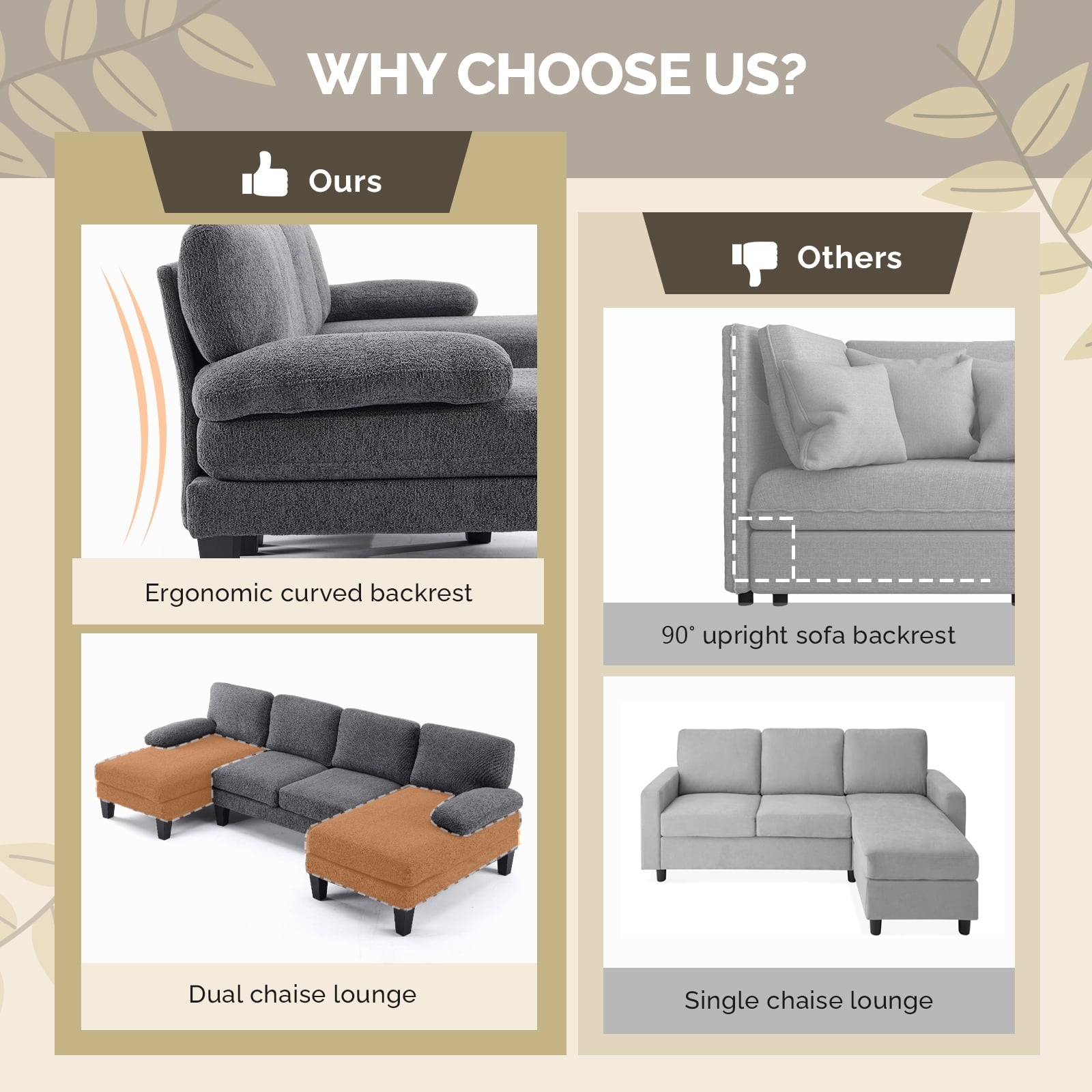 Ktaxon Sectional Sofa Set, U-Shaped Blended Chenille Couch, 4 Seat Lounge Sleeper with Chaise for Living Room Home Furniture Dark Gray