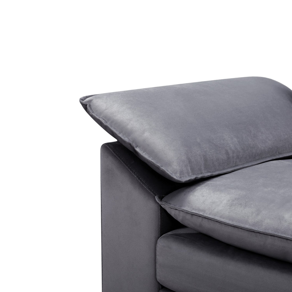 Gewnee 117.7" L - Shaped Velvet Modular Ultra Deep Seat Sectional Sofa, Super Comfy 3 -Seater with 1 Ottomans for Living Room