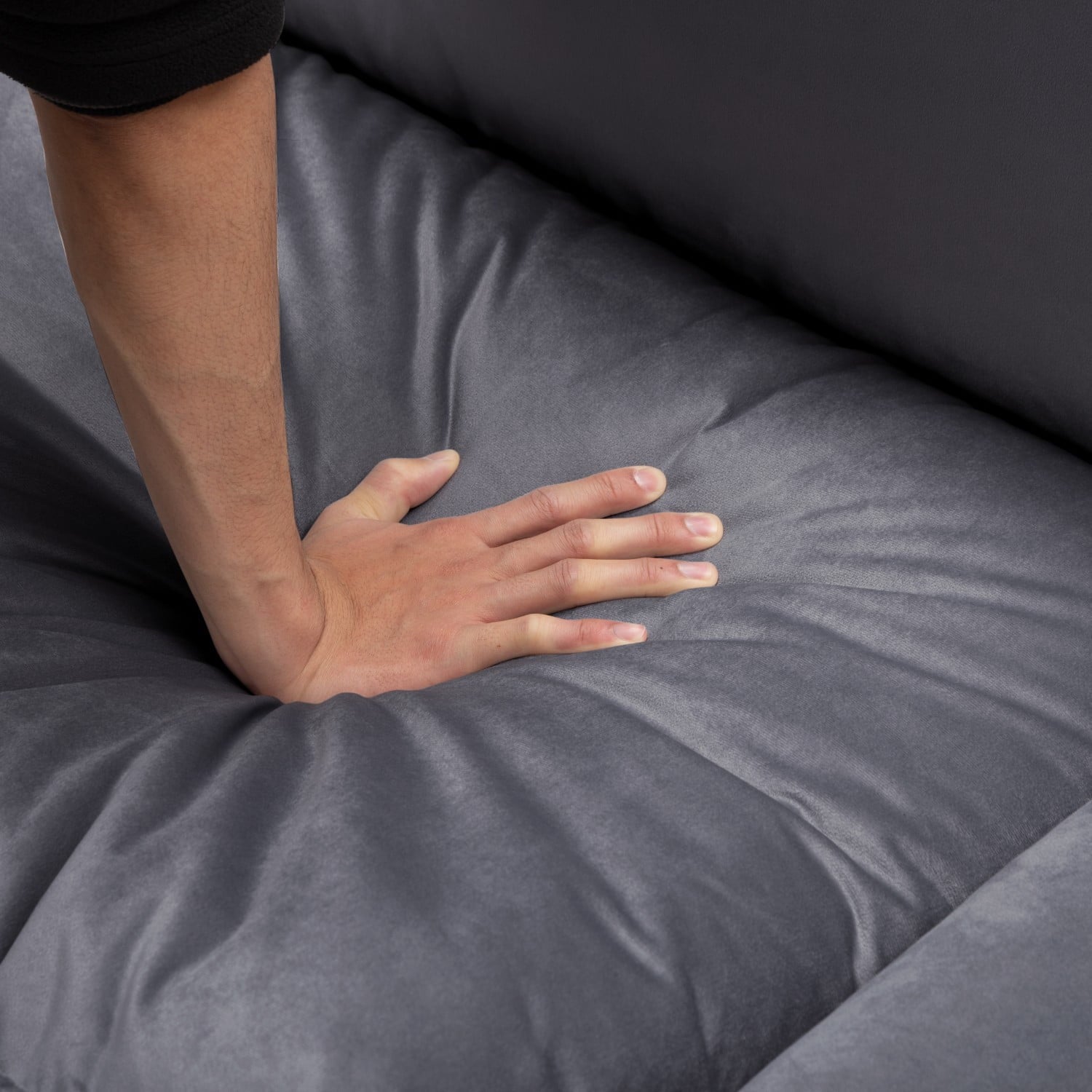 Gewnee 117.7" L - Shaped Velvet Modular Ultra Deep Seat Sectional Sofa, Super Comfy 3 -Seater with 1 Ottomans for Living Room